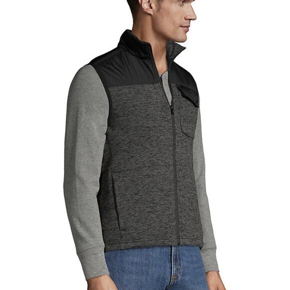 NEW Lands End Mens Hybrid Sweater Fleece Vest Dark Charcoal Heather Large 42-44 - Picture 3 of 8